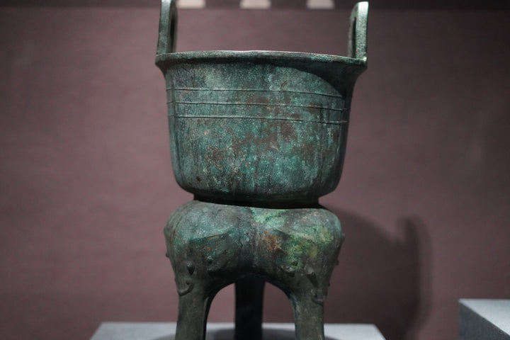 Ancient bronze vessel displayed in a Xi'an museum