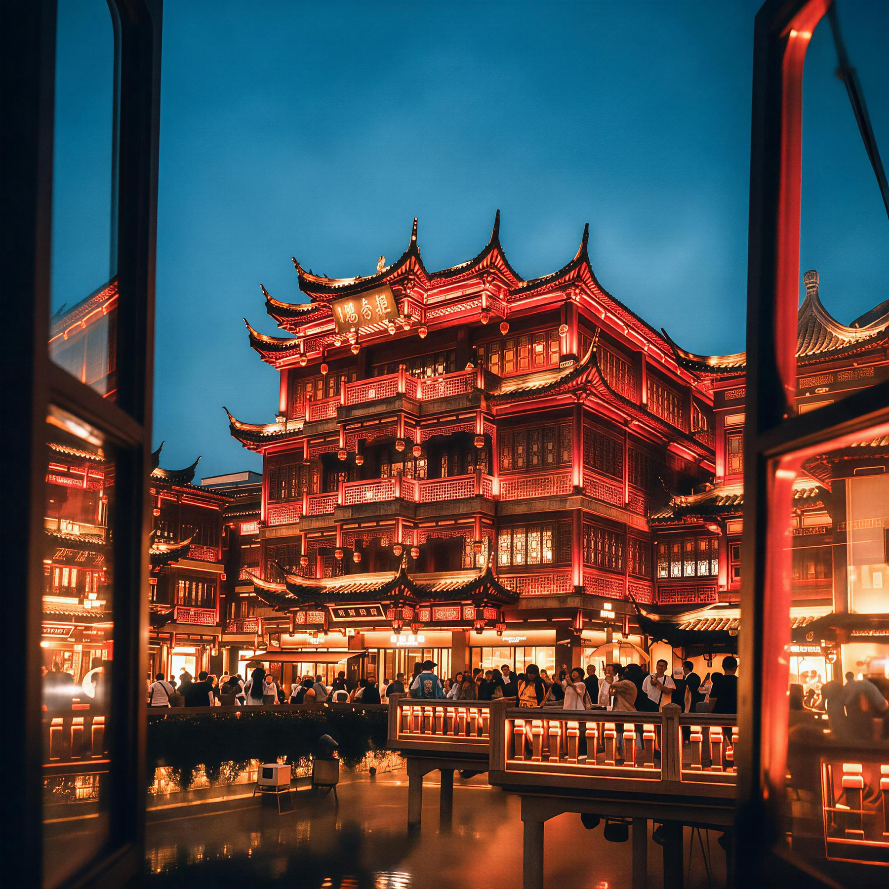 Traditional architecture and contemporary city life in Shanghai