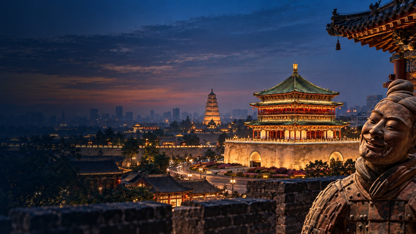 The historic city walls and towers of Xi’an